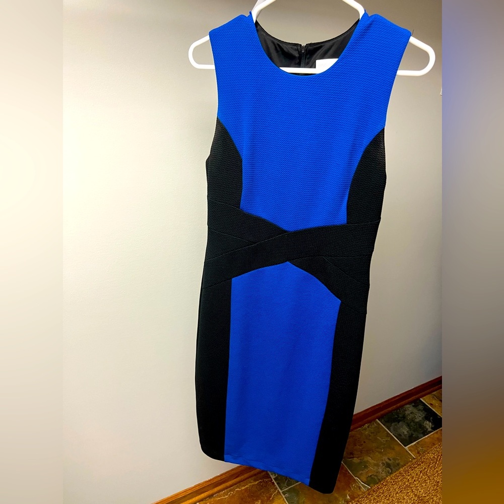 Bisou Bisou Blue and black work dress size 8